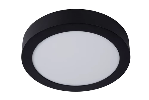 Lucide BRICE-LED - Plafonnier Salle de bains - Ø 24 cm - LED Dim. - 1x15W 3000K - IP44 - Noir - éteint